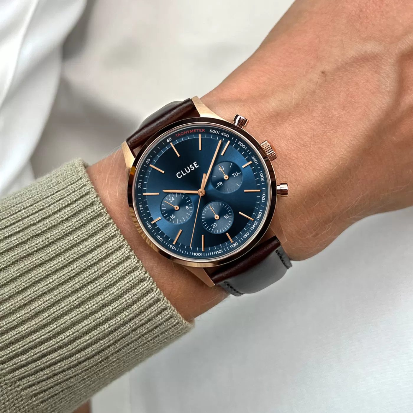 Anthéor Multifunction Watch Leather Blue, Rose Gold Colour>CLUSE New