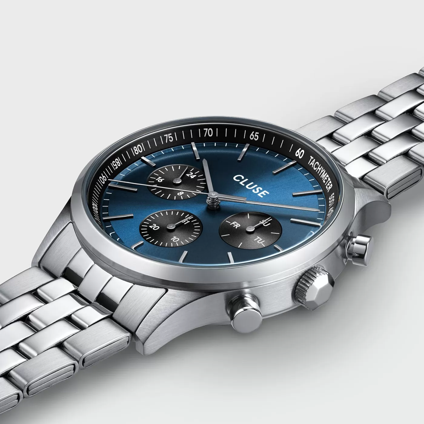 Anthéor Multifunction Watch Steel Blue and Black, Silver Colour>CLUSE Best Sale