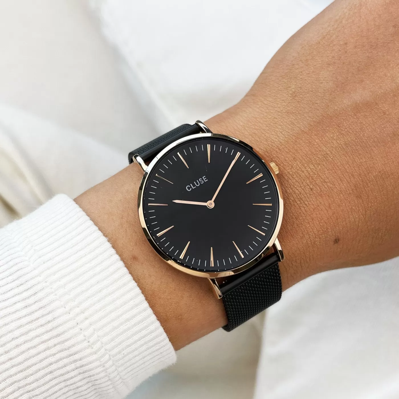Boho Chic Mesh Black, Rose Gold Colour>CLUSE Clearance
