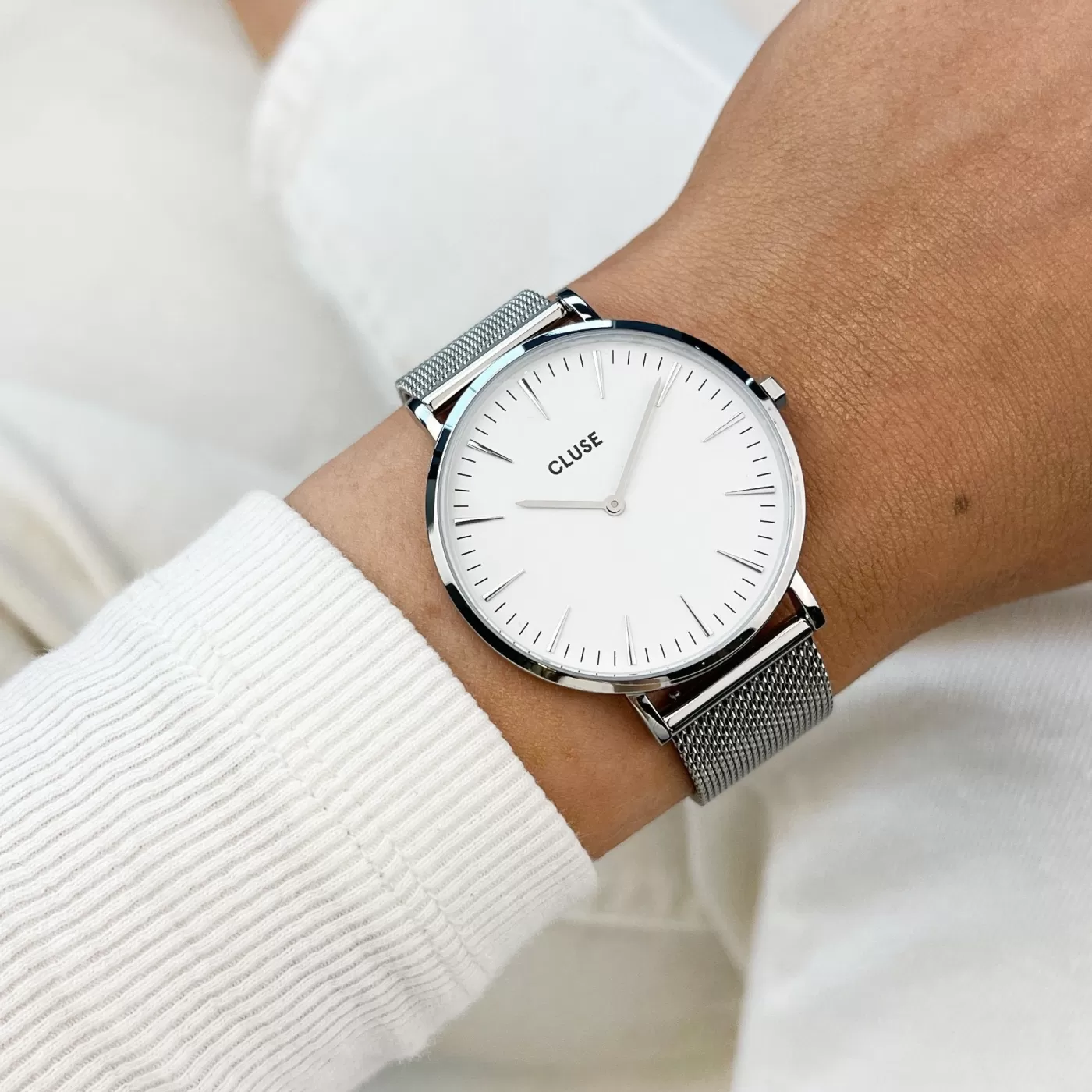 Boho Chic Mesh White, Silver Colour>CLUSE Clearance