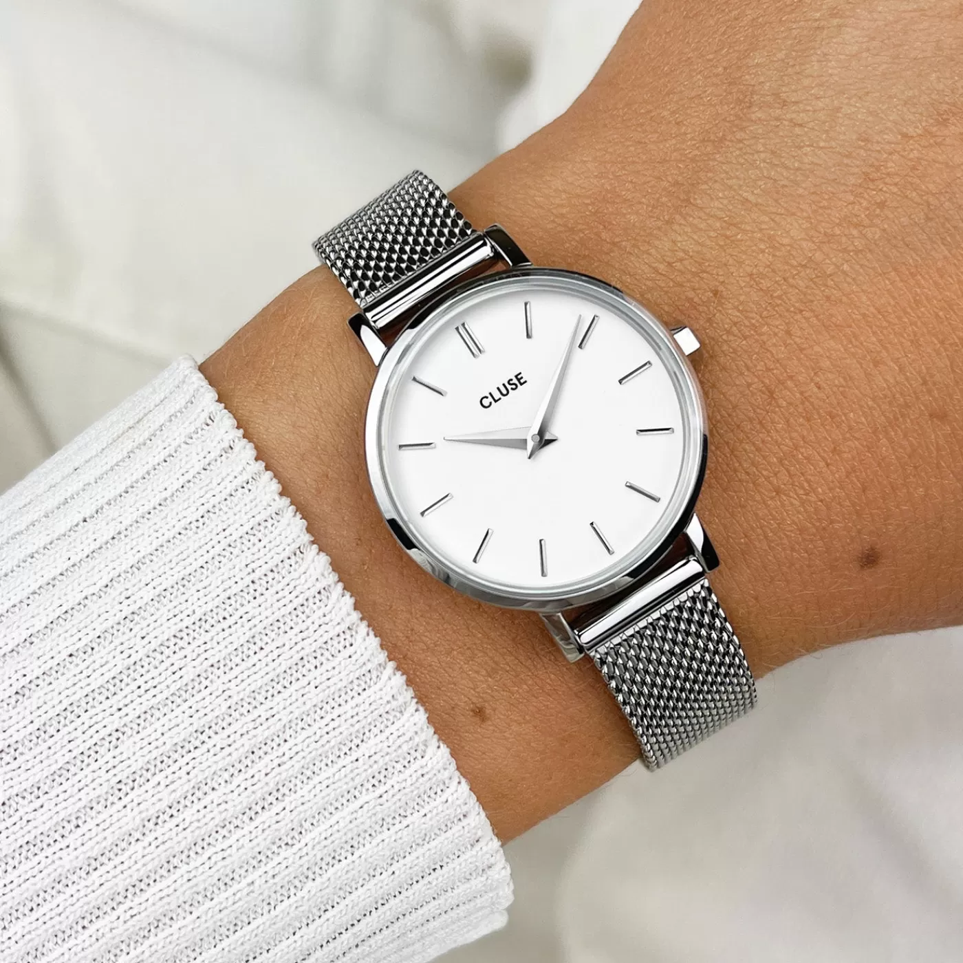 Boho Chic Petite Mesh White, Silver Colour>CLUSE Clearance