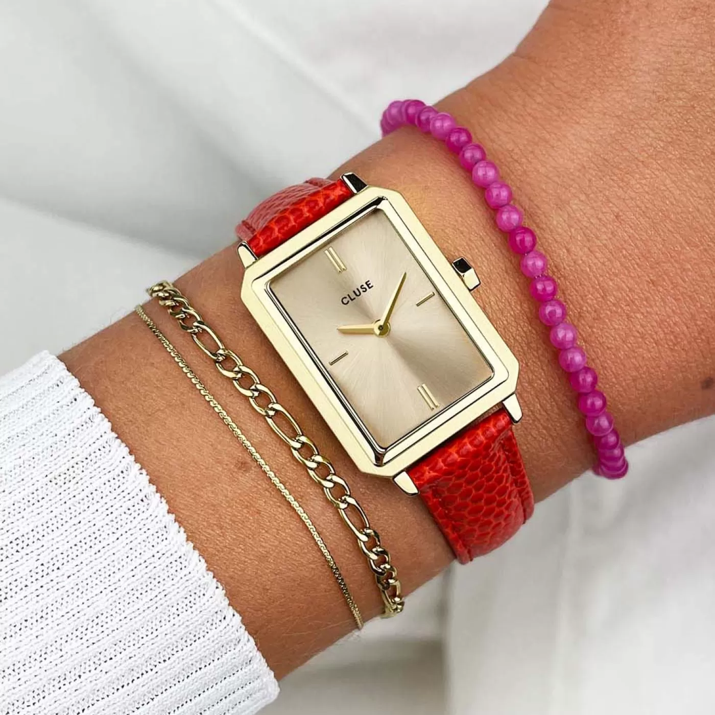 Fluette Leather Coral Lizard, Gold Colour>CLUSE Cheap