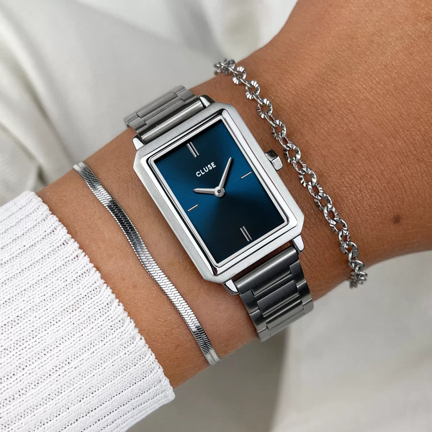 Fluette Steel, Dark Blue, Silver Colour>CLUSE Hot
