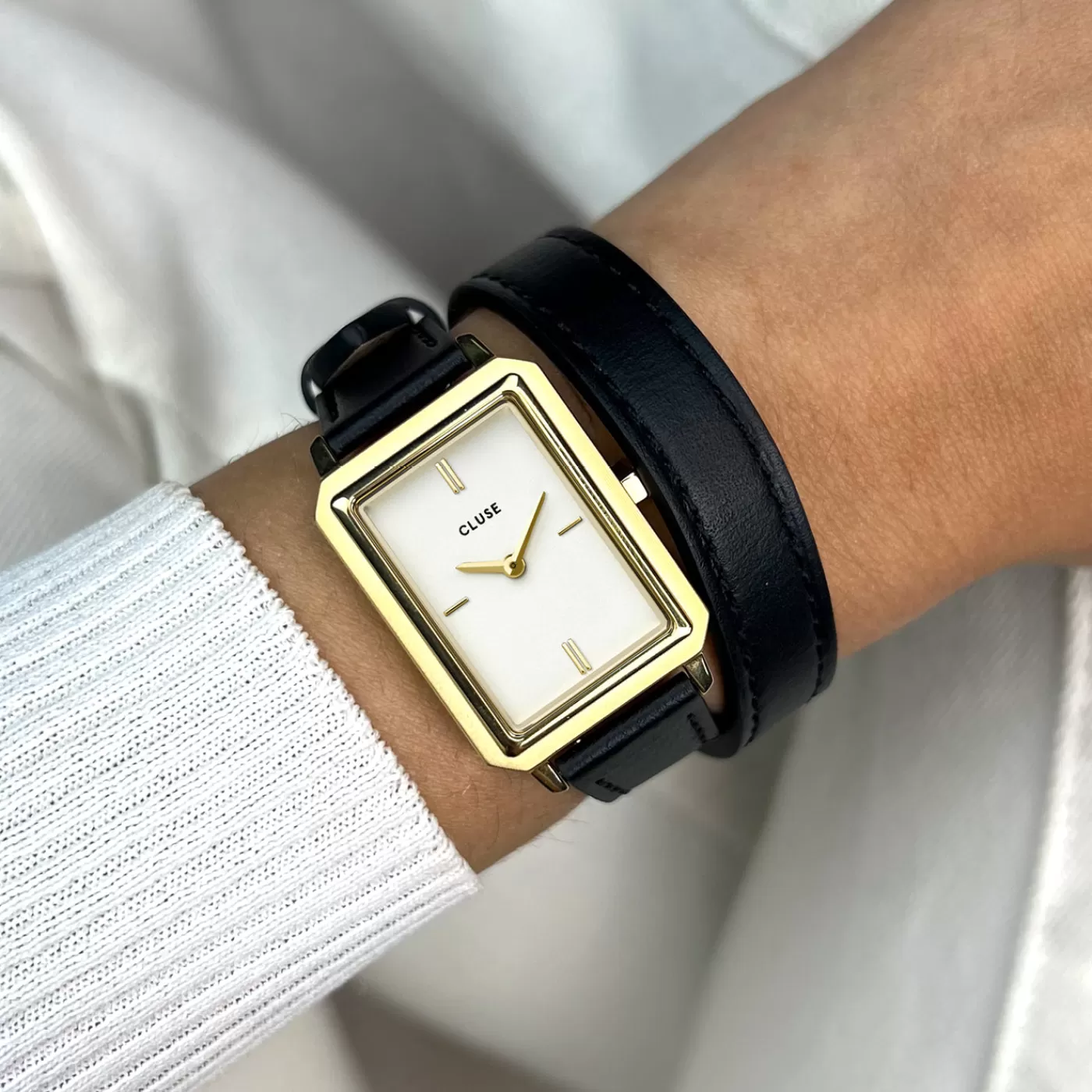Fluette Watch Double Leather Black, Gold Colour>CLUSE Best Sale