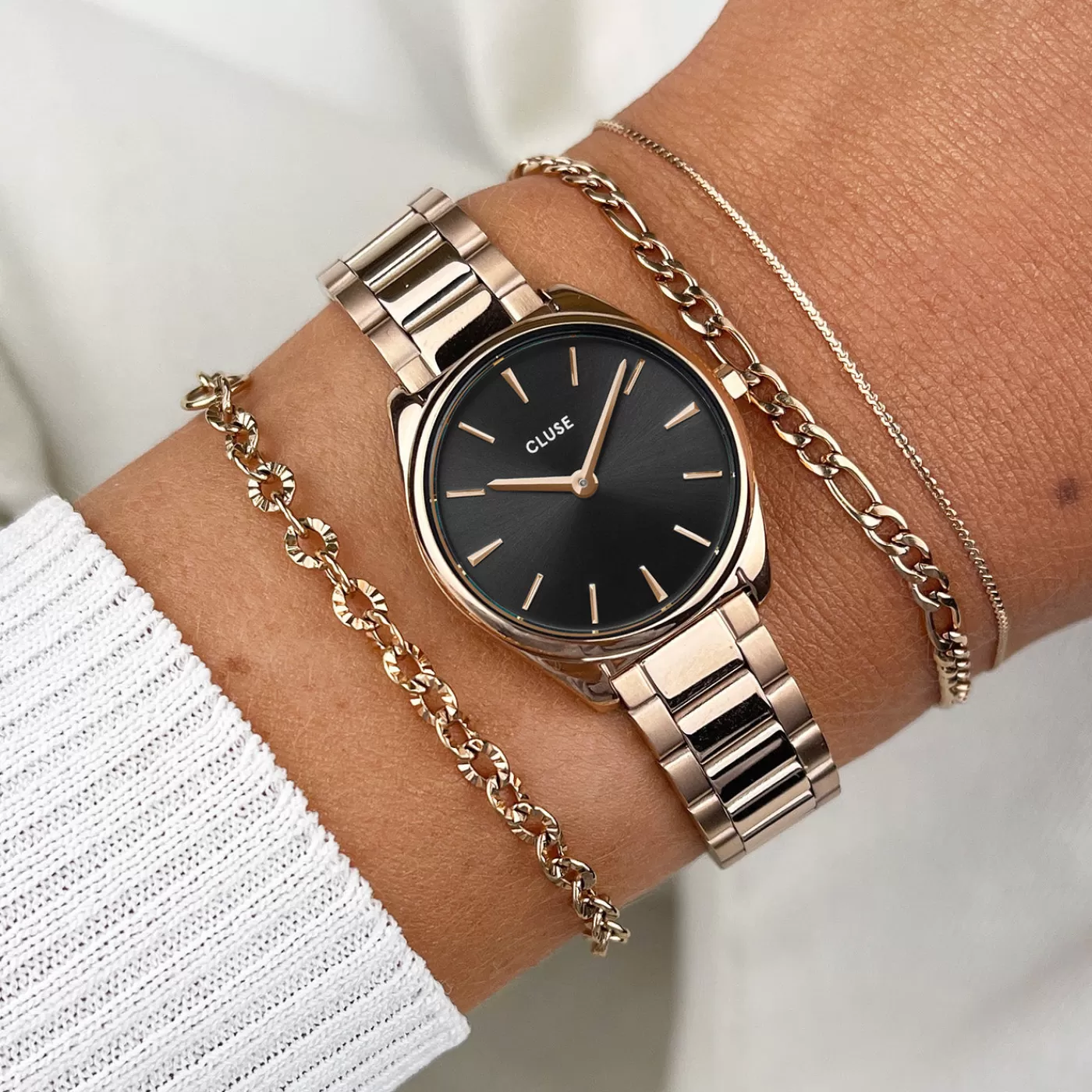 Féroce Mini Steel, Black, Rose Gold Colour>CLUSE New