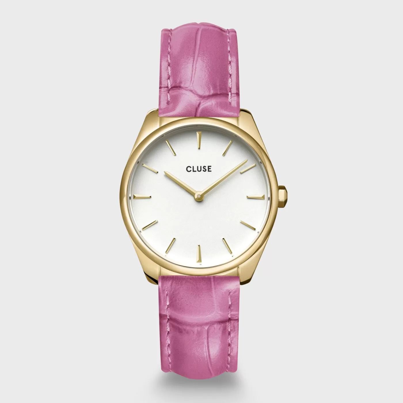 Féroce Petite Leather Croco Pink, Gold Colour>CLUSE New