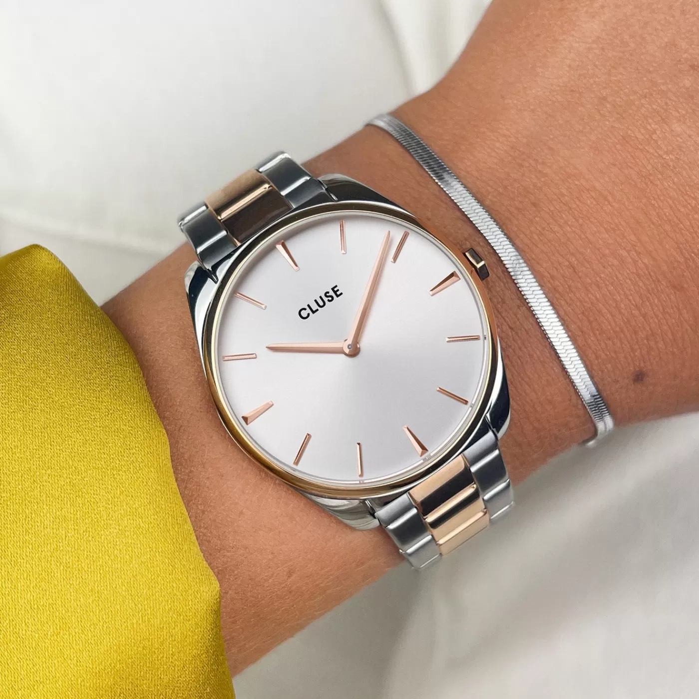 Féroce Steel, White, Rose Gold/Silver Colour>CLUSE New