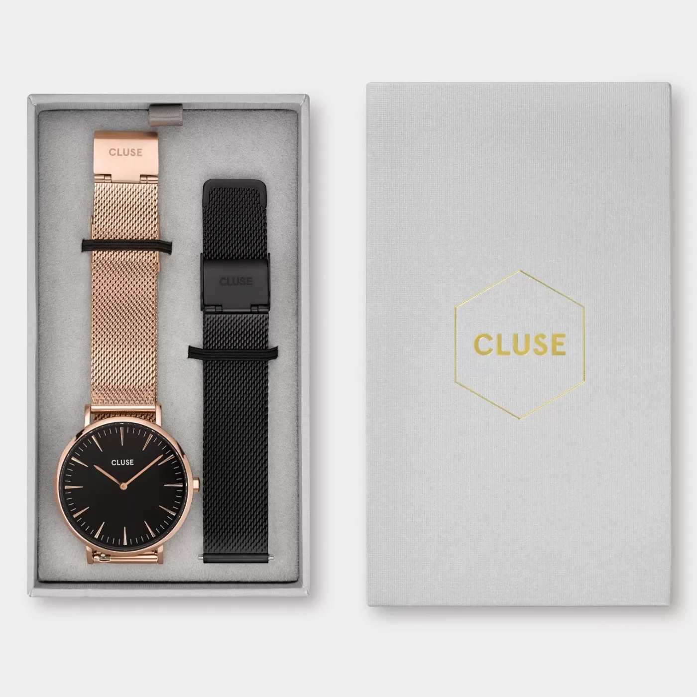 Gift Box Boho Chic Mesh Watch and Strap Rose Gold Colour>CLUSE Fashion