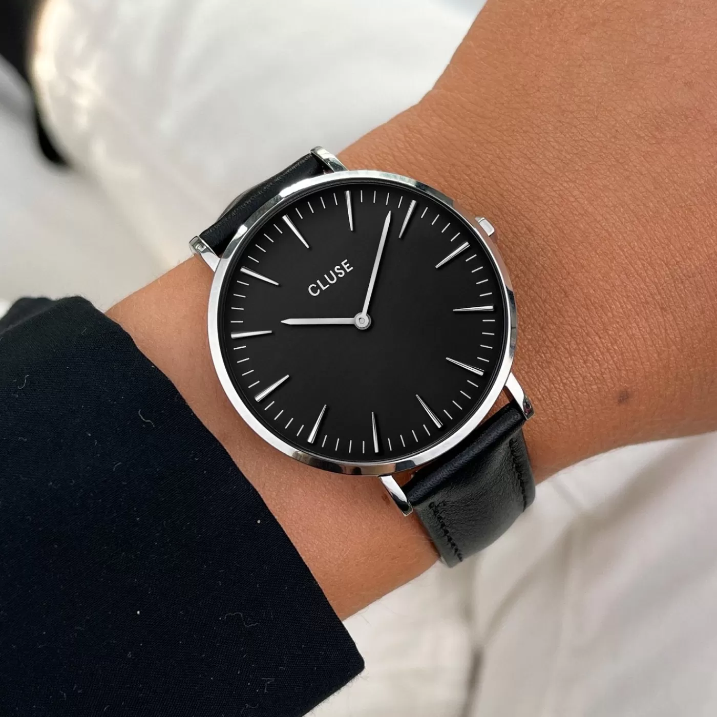 Gift Box Boho Chic Watch Mesh and Leather Strap, Silver Colour>CLUSE Online