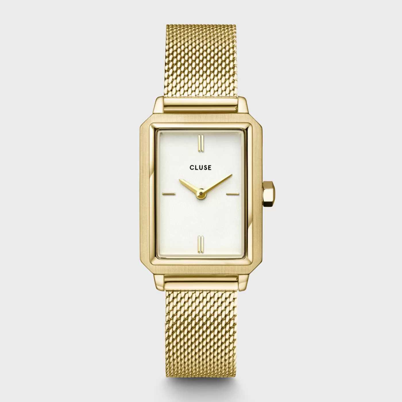 Gift Box Fluette Mesh White Watch and Double Chain Bracelet, Gold Colour>CLUSE Discount