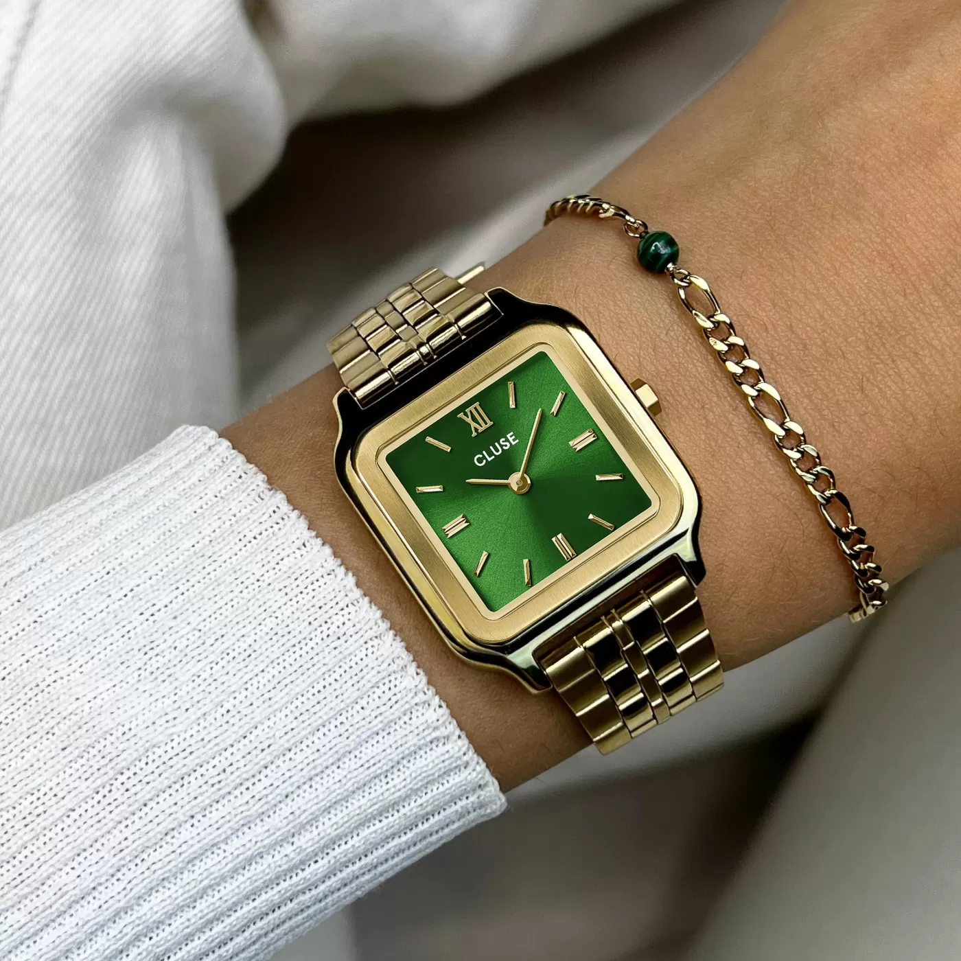 Gift Box Gracieuse Watch Steel Forest Green & Malachite Bracelet, Gold Colour>CLUSE Best Sale