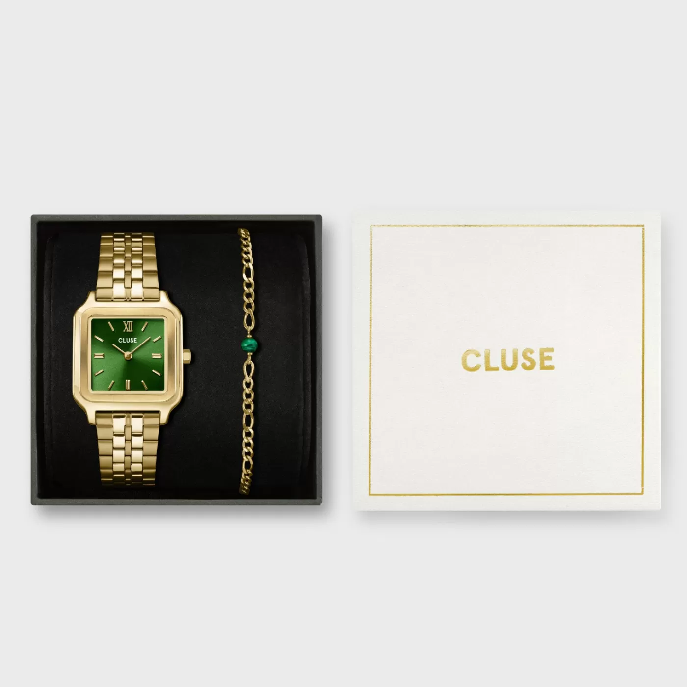 Gift Box Gracieuse Watch Steel Forest Green & Malachite Bracelet, Gold Colour>CLUSE Best Sale