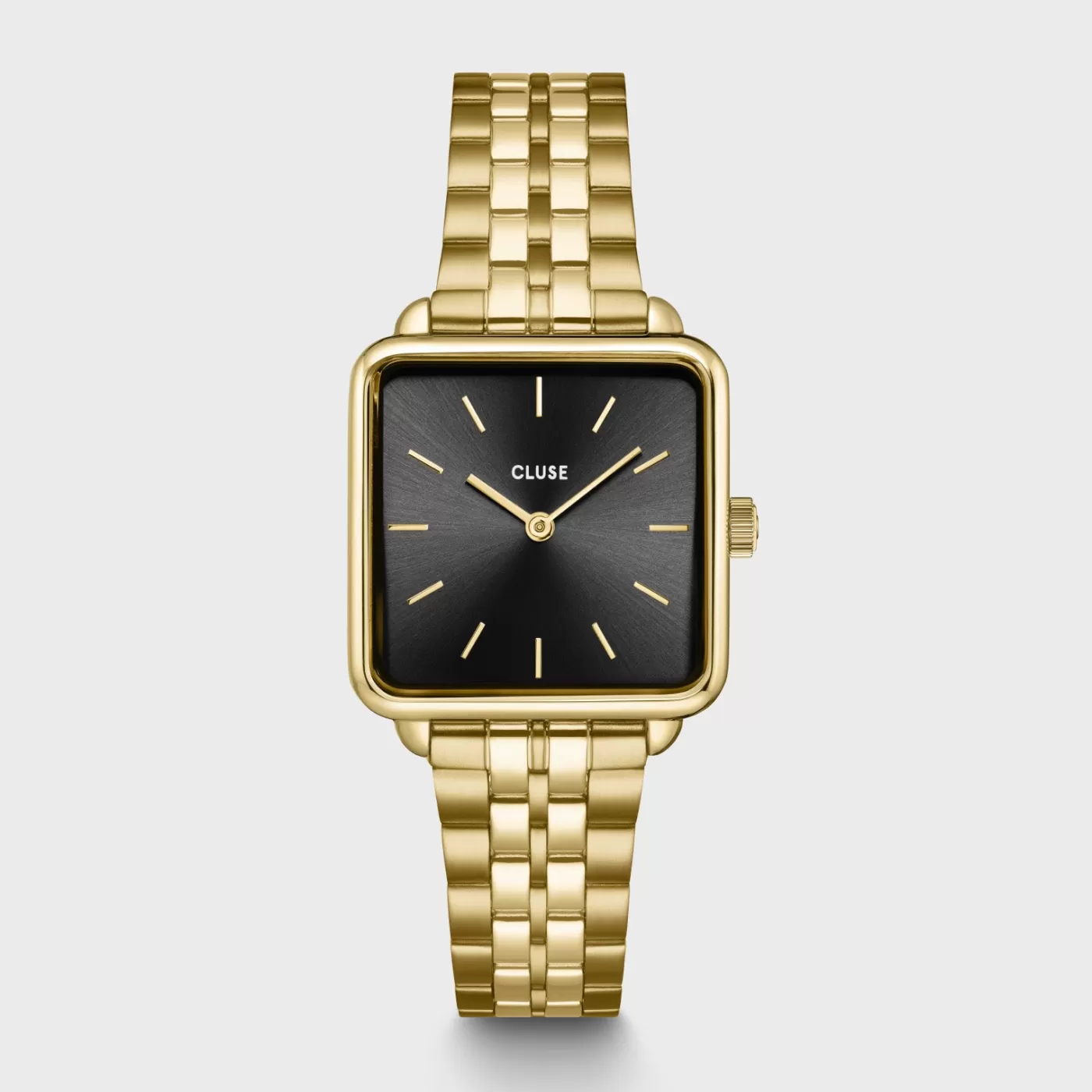 Gift Box La Tétragone Black Steel Watch & Paperclip Chain Bracelet, Gold Colour>CLUSE Best