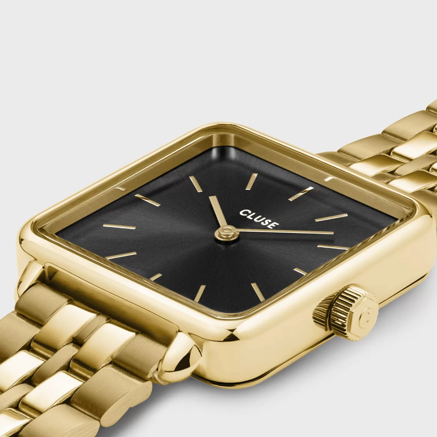 Gift Box La Tétragone Black Steel Watch & Paperclip Chain Bracelet, Gold Colour>CLUSE Best
