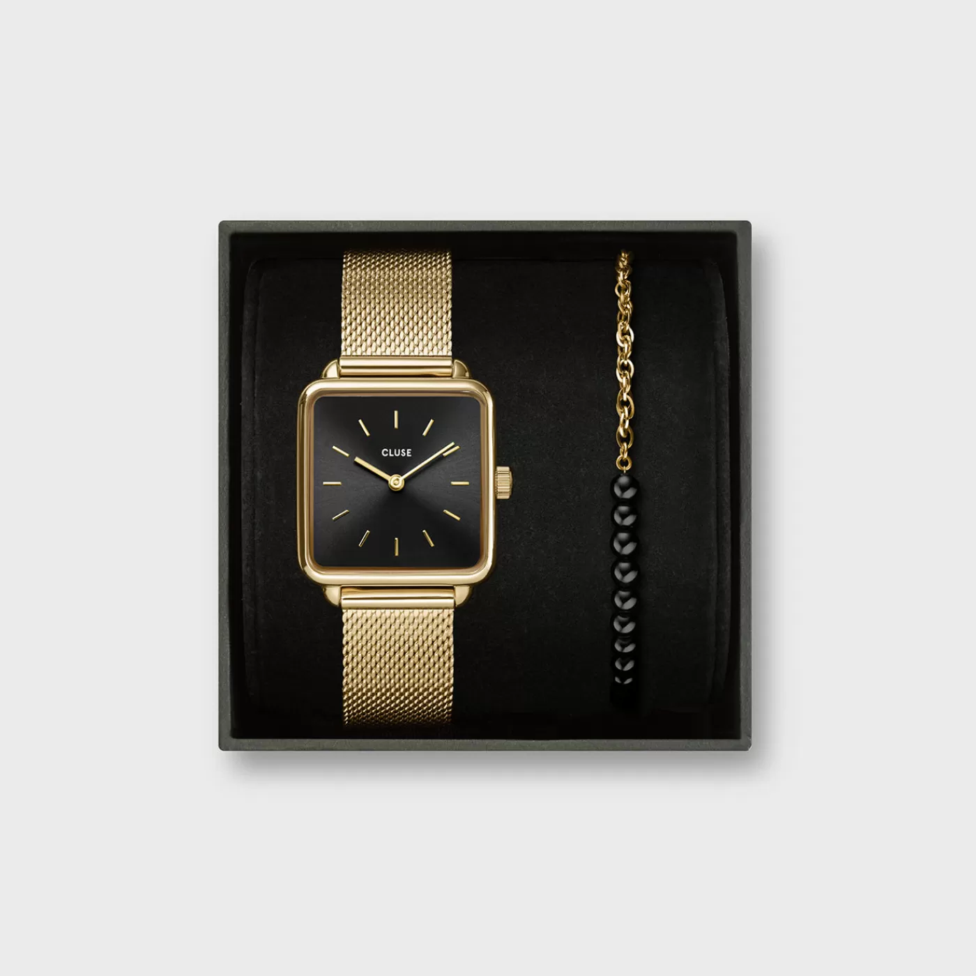 Gift Box La Tétragone Mesh Watch & Beads Bracelet, Gold Colour>CLUSE Flash Sale