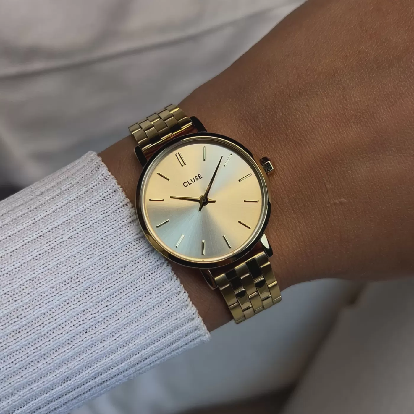 Gift Box Pavane Petite 2.0 Steel Watch Gold & Black Leather Strap, Gold Colour>CLUSE Clearance