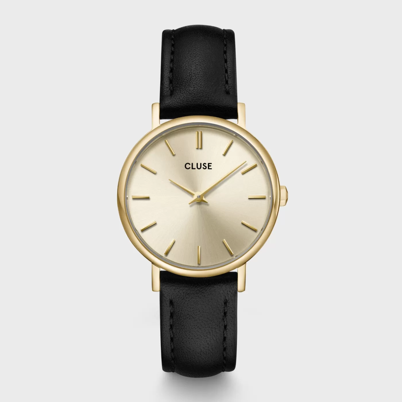 Gift Box Pavane Petite 2.0 Steel Watch Gold & Black Leather Strap, Gold Colour>CLUSE Clearance