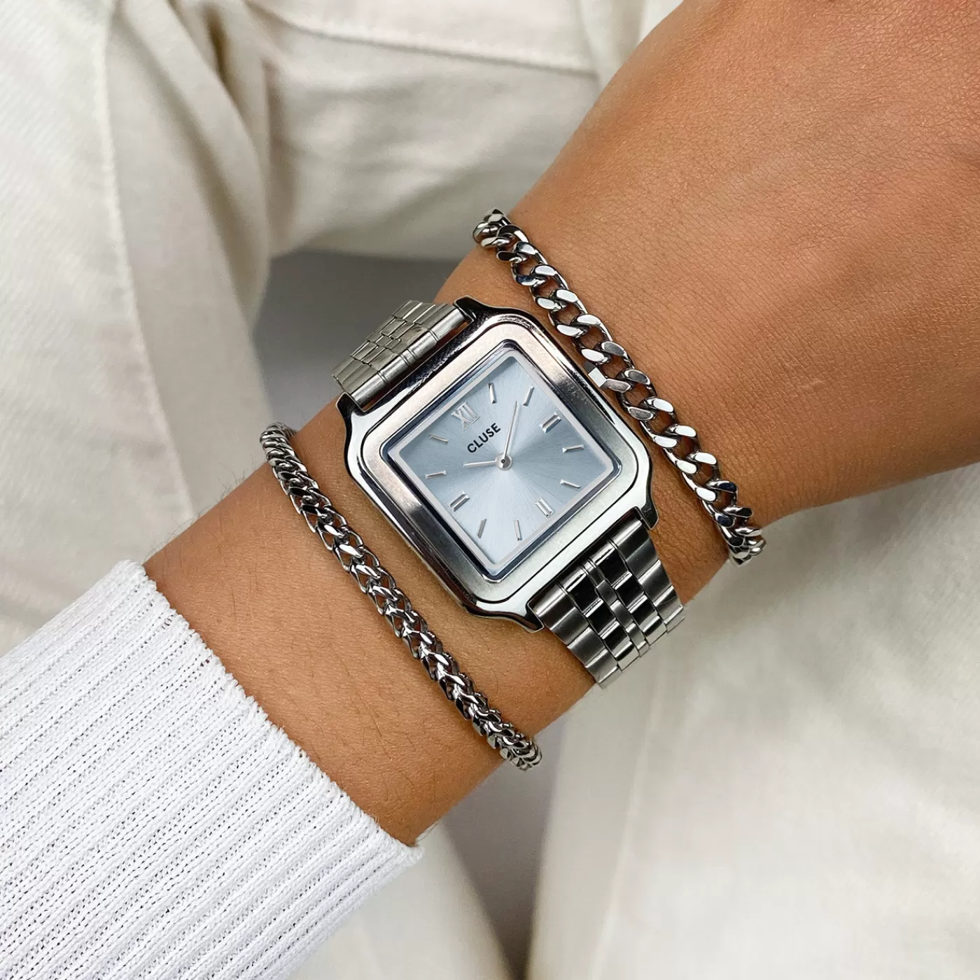 Gracieuse Watch Steel, Light Blue, Silver Colour>CLUSE Cheap