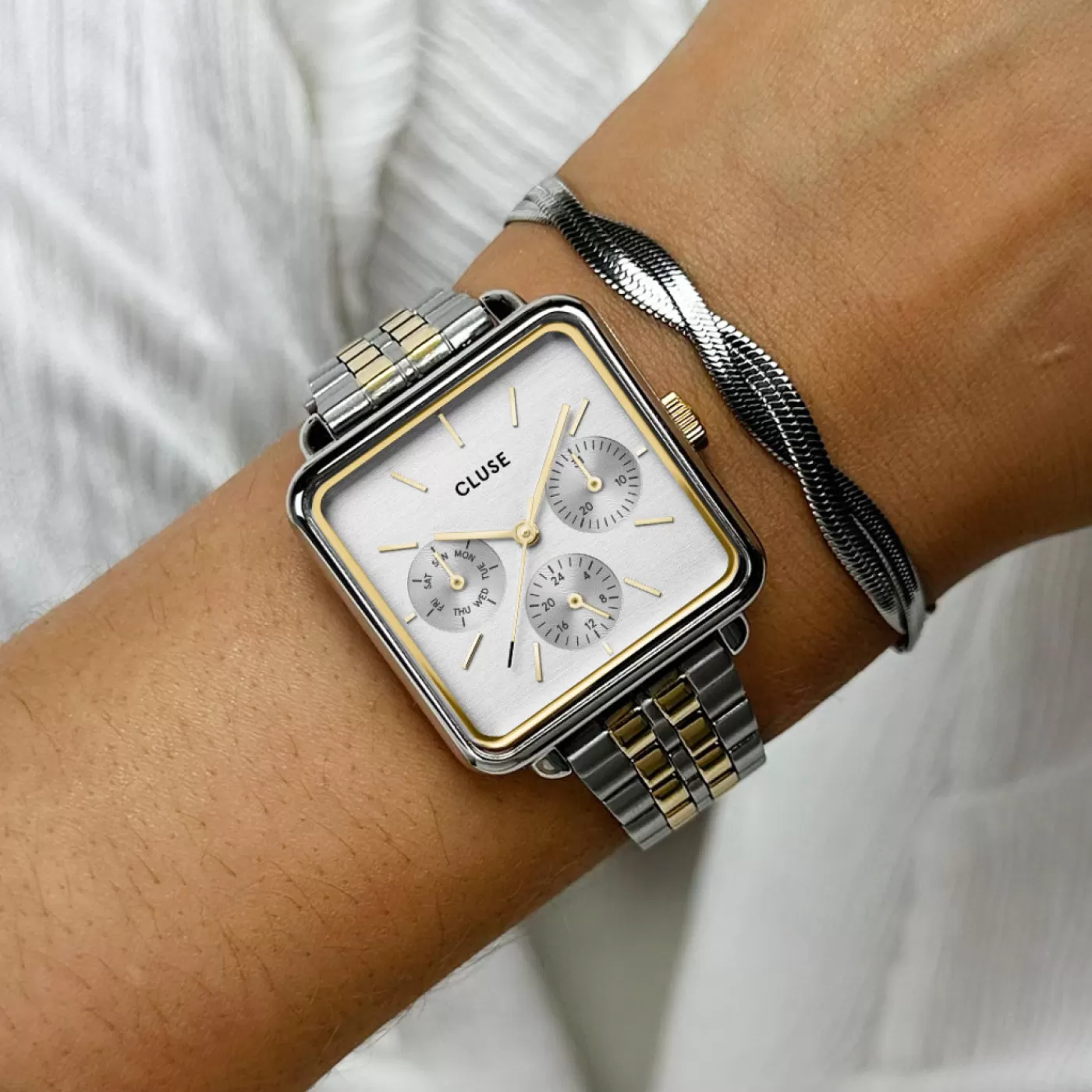 La Tétragone Multifunction Watch Steel, Bicolour>CLUSE Hot