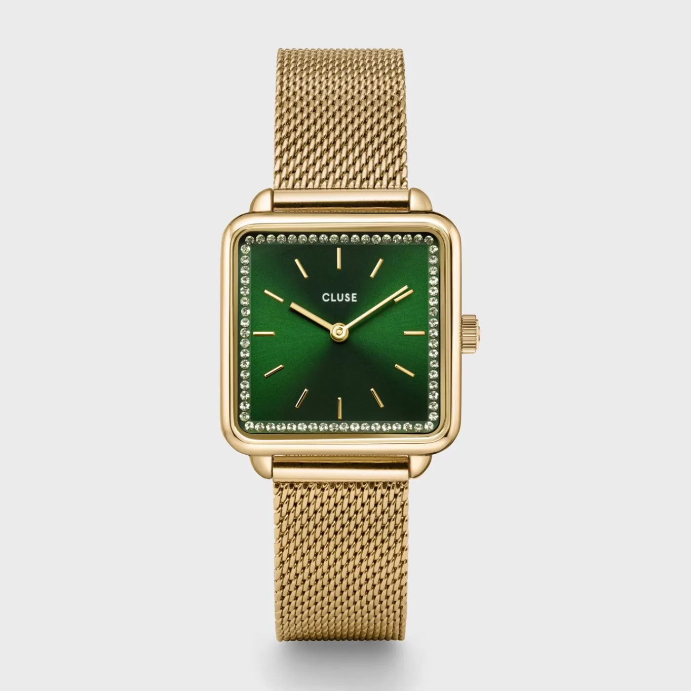 La Tétragone Watch Mesh stones Green, Gold Colour>CLUSE Shop