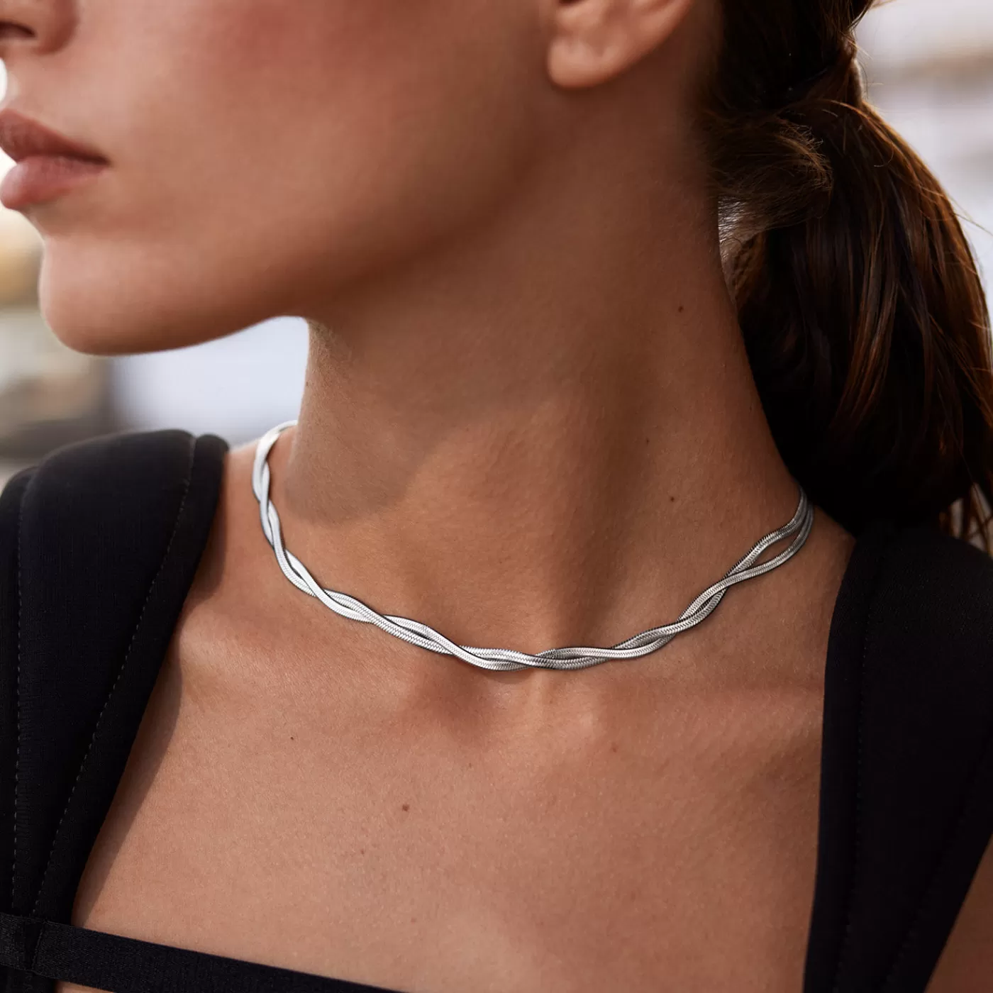 Élevé Twisted Snake Necklace, Silver Colour>CLUSE Cheap