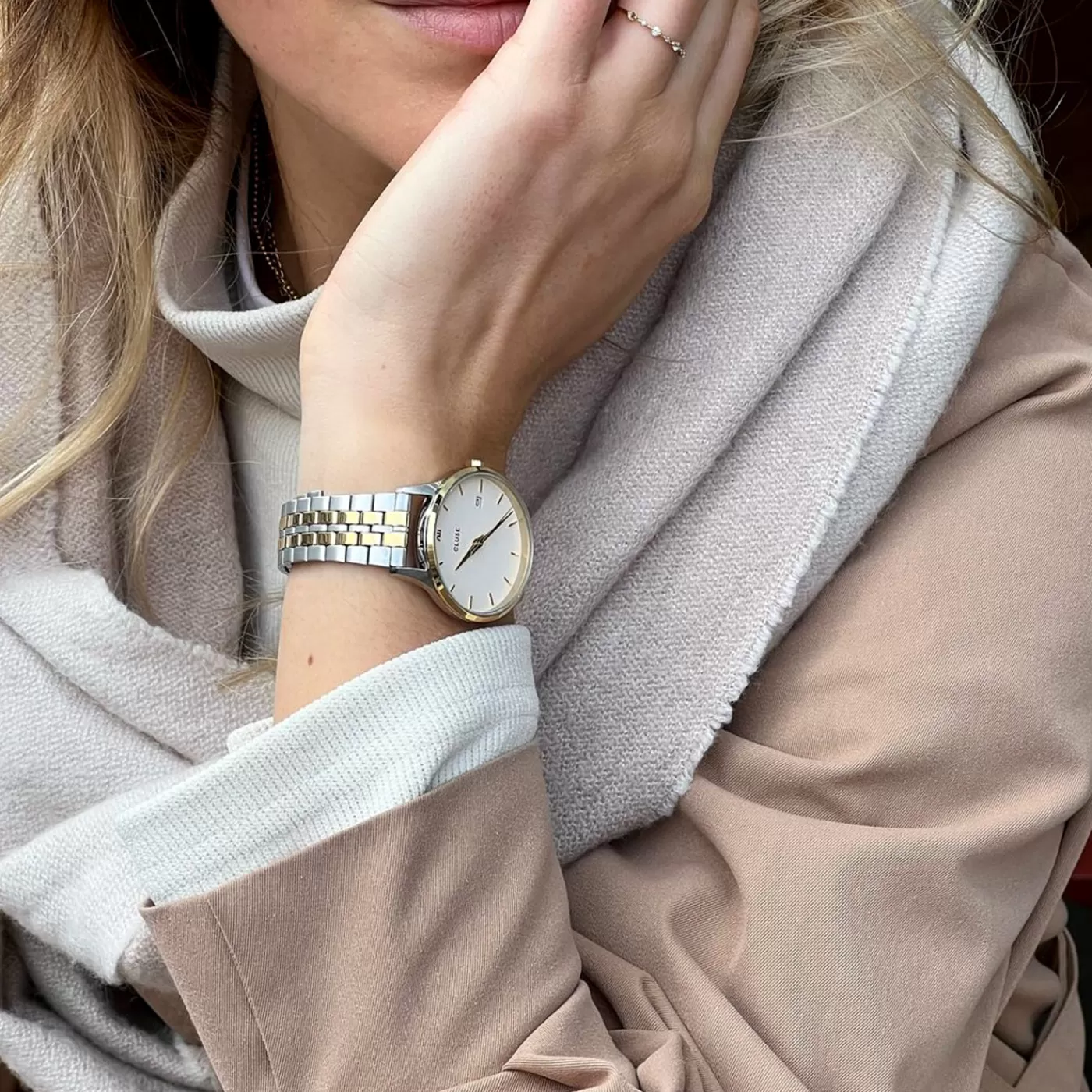 Minuit Date Watch Steel, Coconut Milk, Bicolor>CLUSE Discount