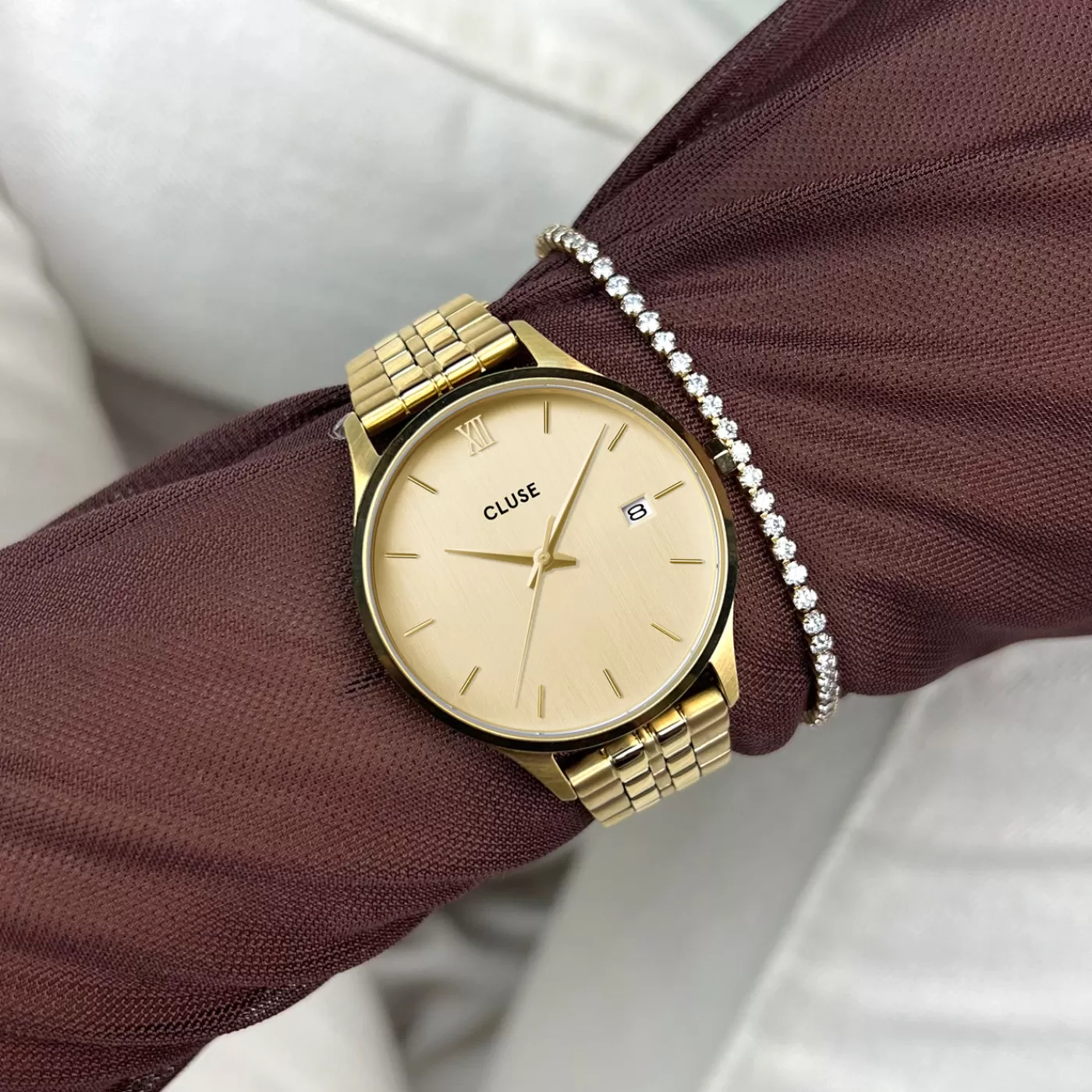 Minuit Date Watch Steel, Full Gold Colour>CLUSE Hot