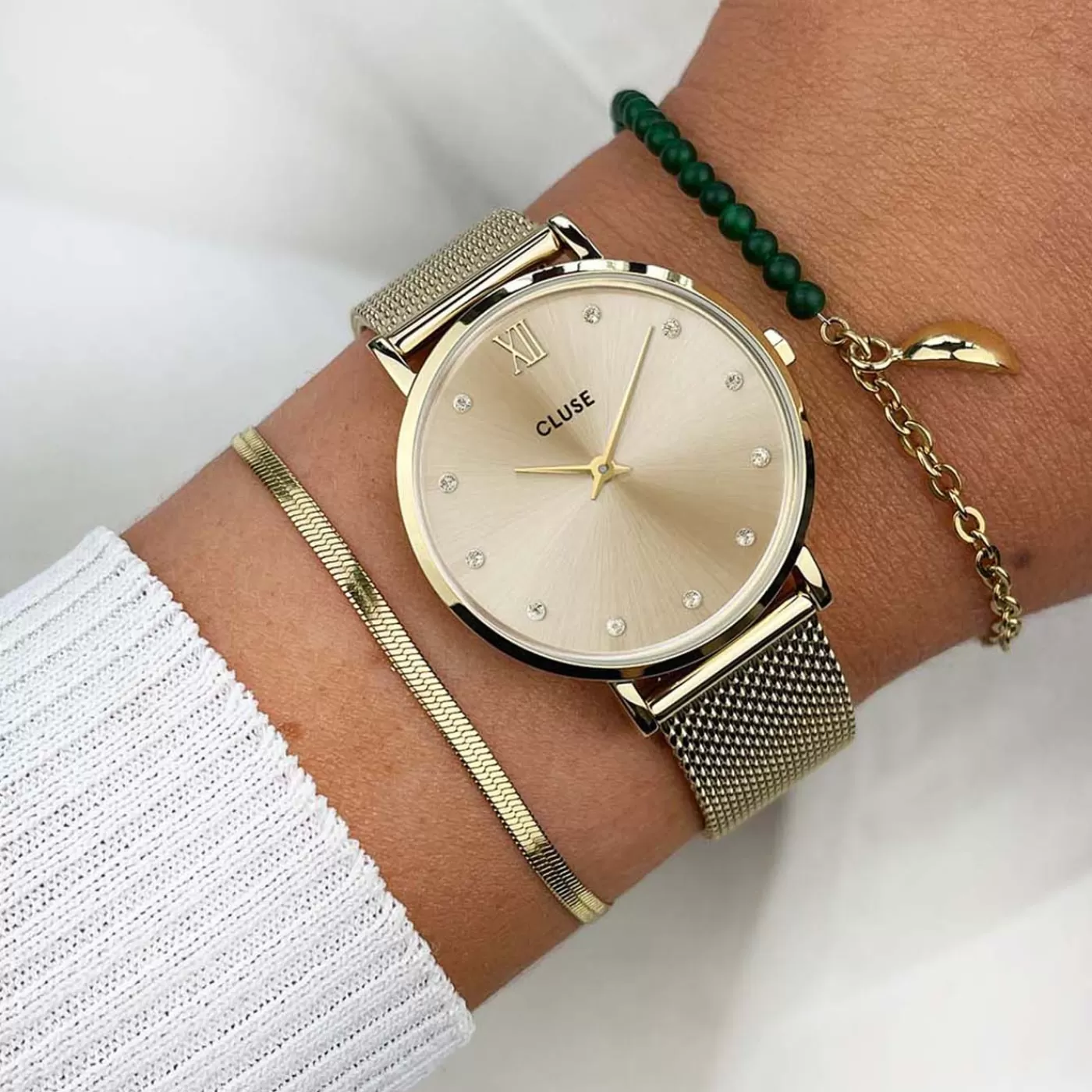Minuit Mesh Crystals, Full Gold Colour>CLUSE Fashion