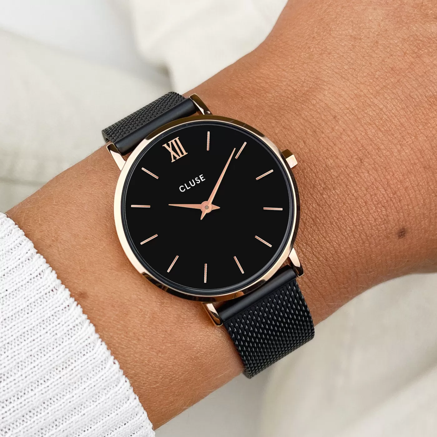 Minuit Mesh Rose Gold Black/Black>CLUSE Cheap