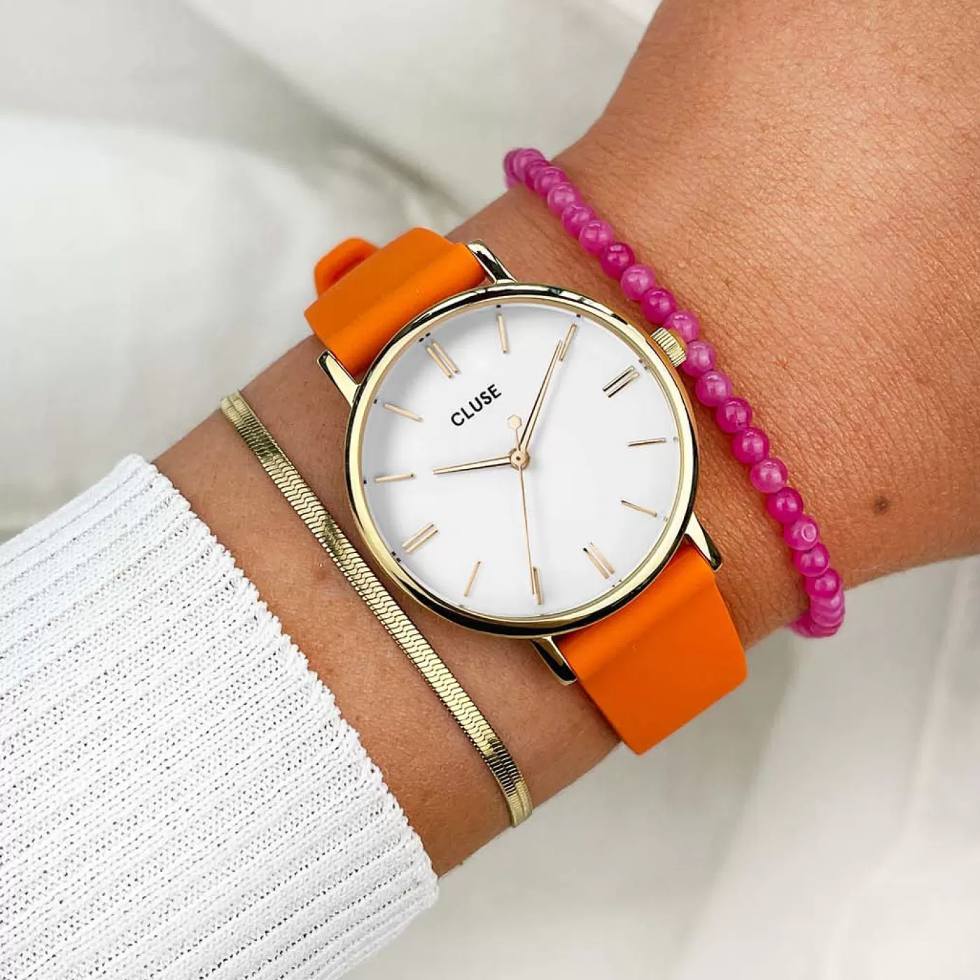 Pavane Petite Silicone Orange, Gold Colour>CLUSE Discount
