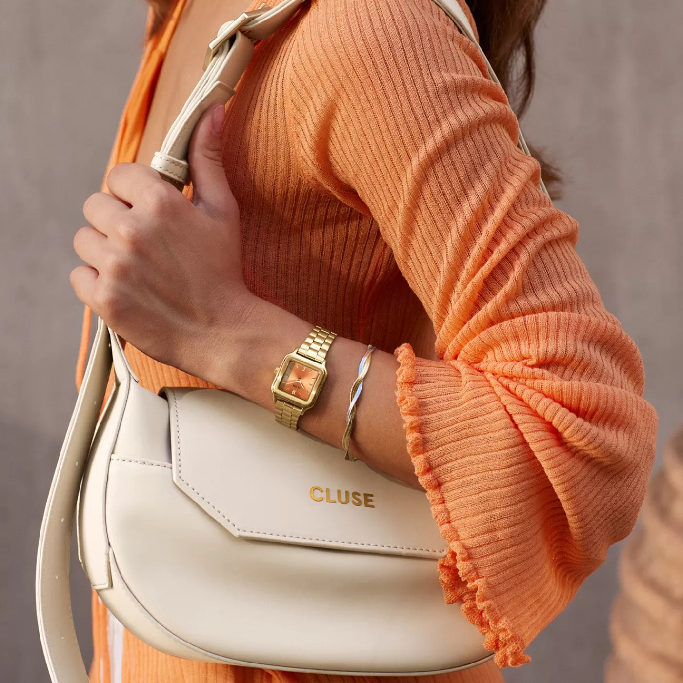 Sacroisé Petite Crossbody Bag, Beige, Gold Colour>CLUSE Fashion