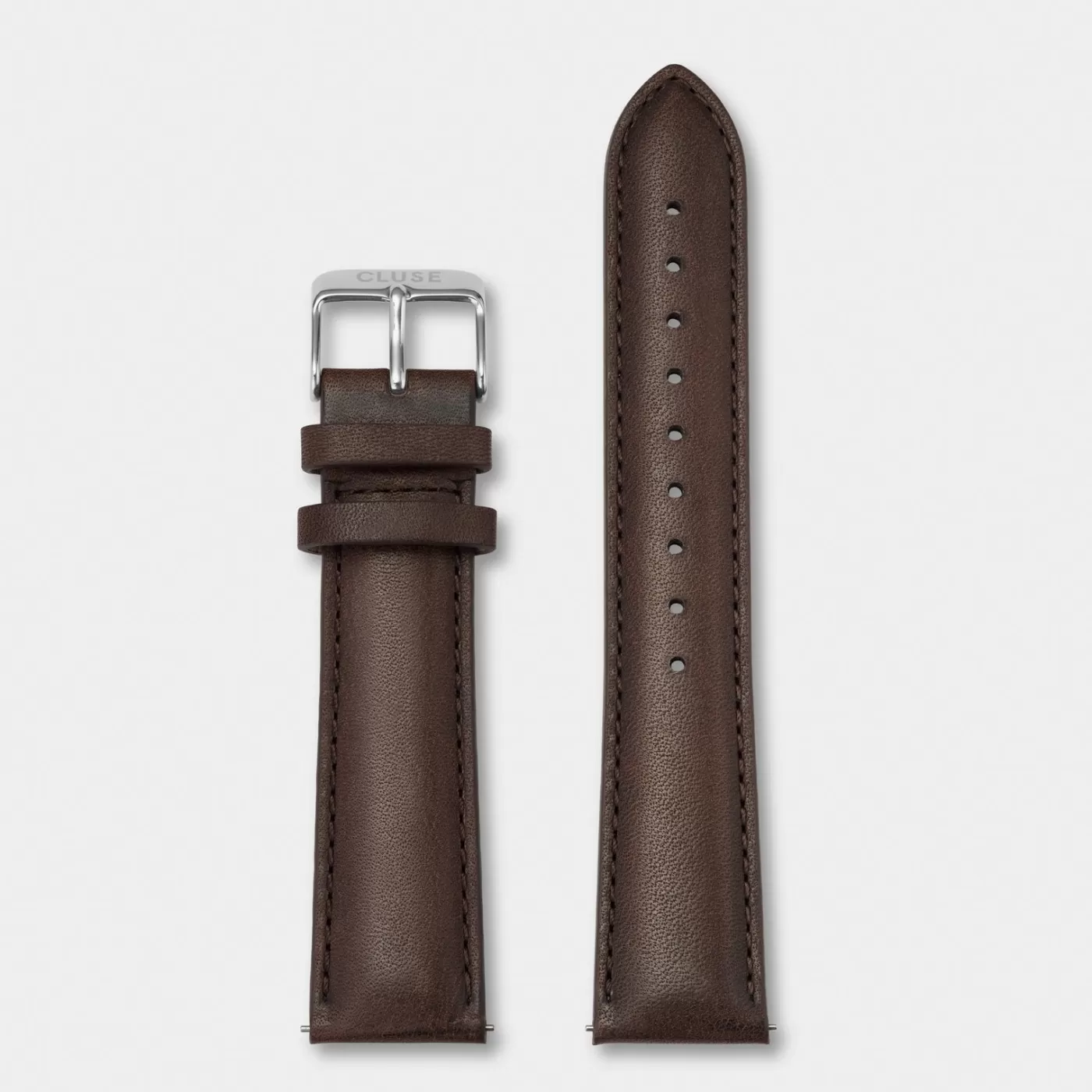 Strap 20 mm Leather Dark Brown, Silver Colour>CLUSE Store