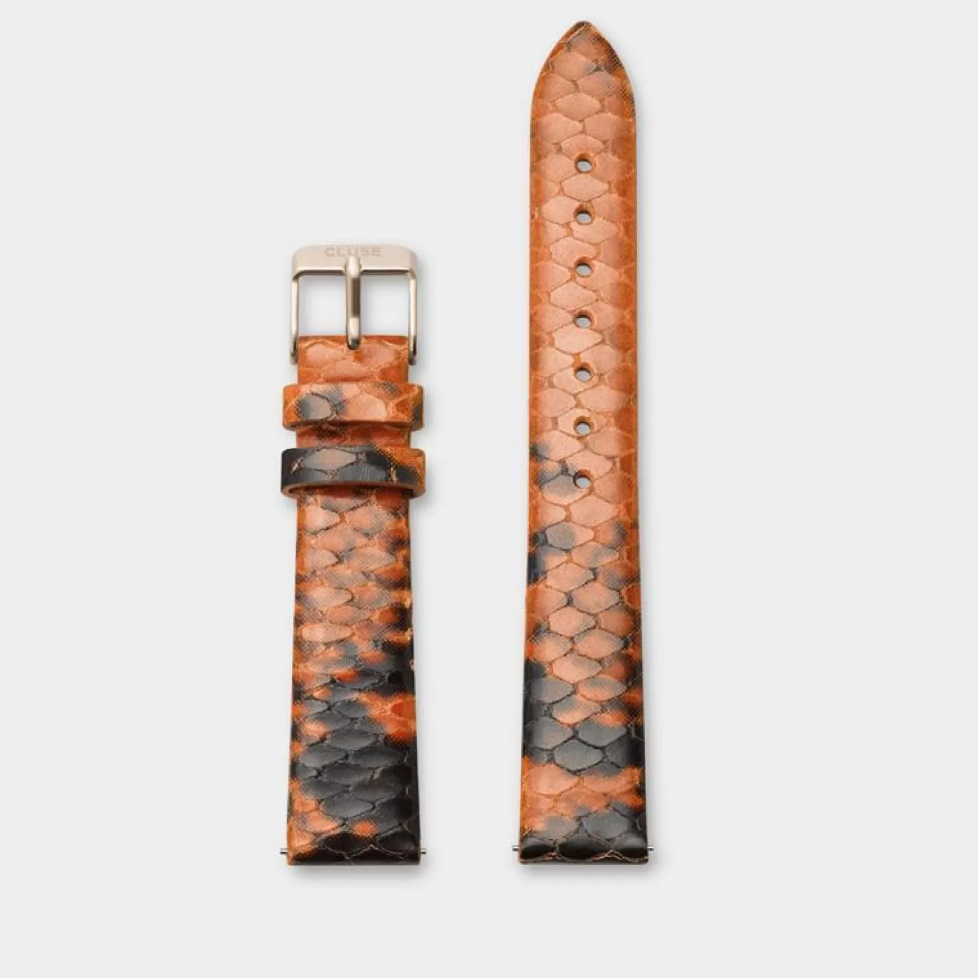 Strap 16 mm Leather Orange Python, Rose Gold Colour>CLUSE Online