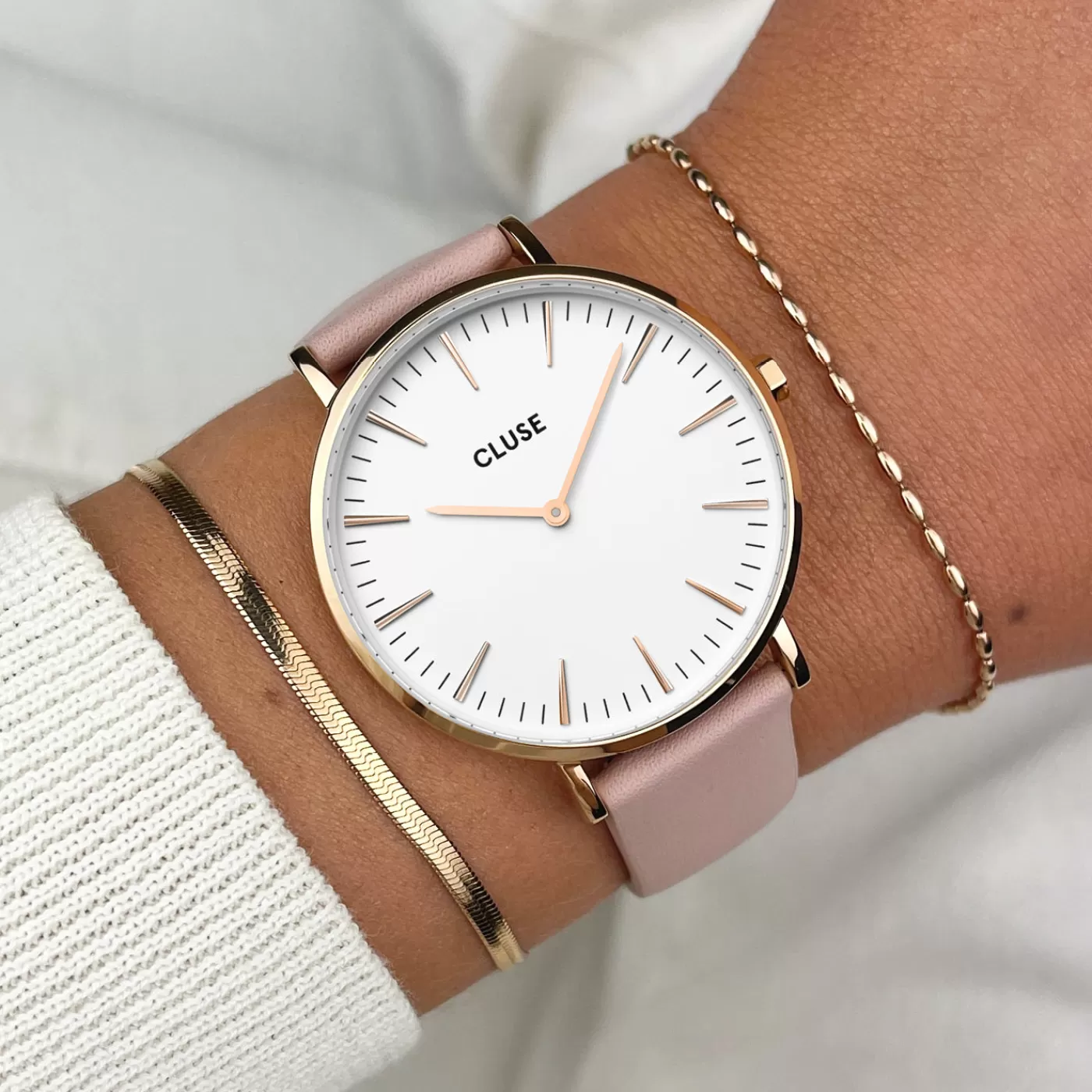 Strap 18 mm Leather Pink, Rose Gold Colour>CLUSE Best