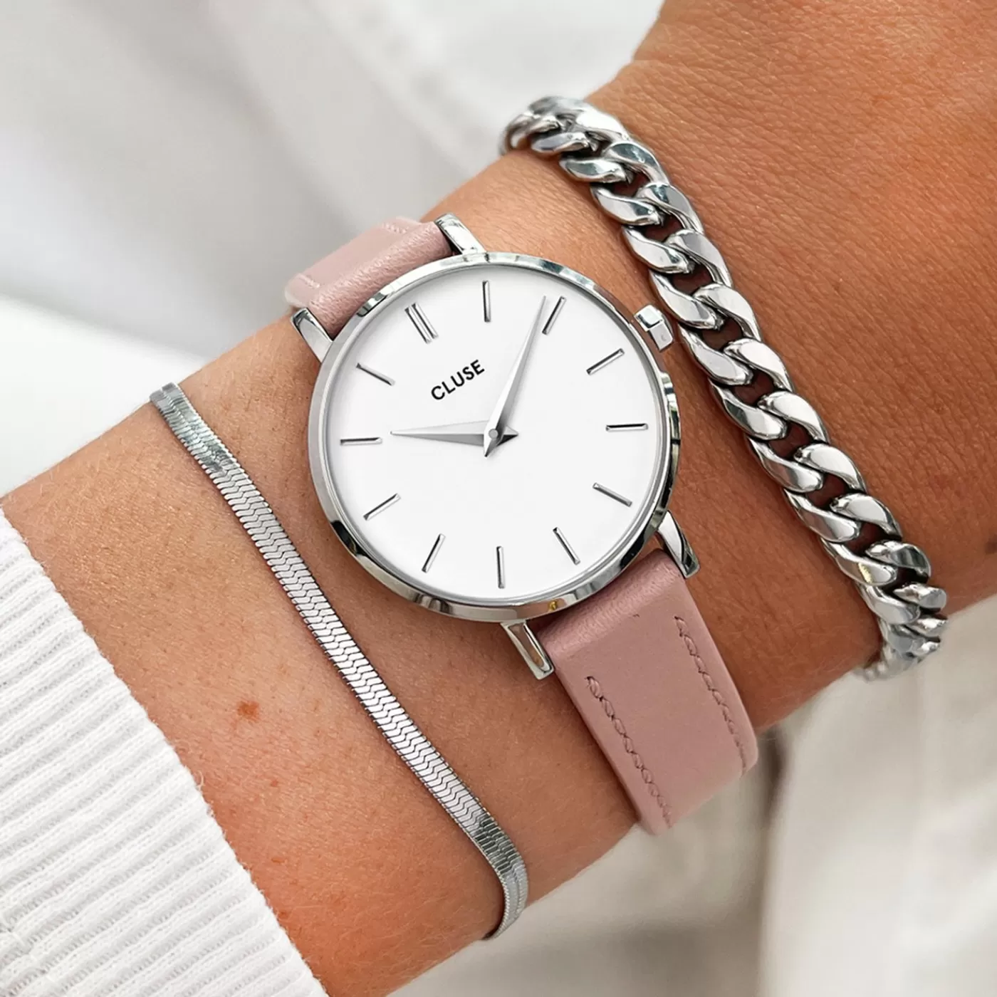Strap 12 mm Leather Pink, Silver Colour>CLUSE Best Sale