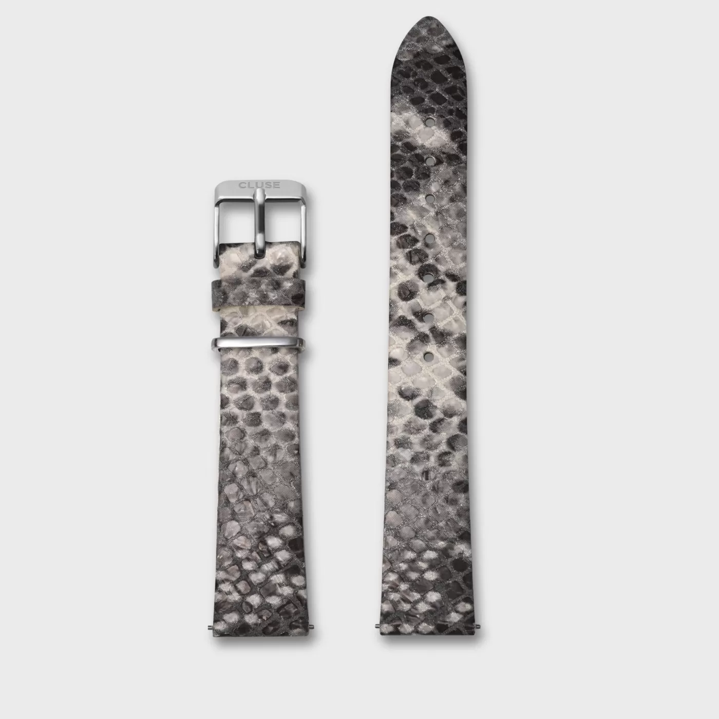 Strap 16 mm Leather Python Grey, Silver Colour>CLUSE Sale