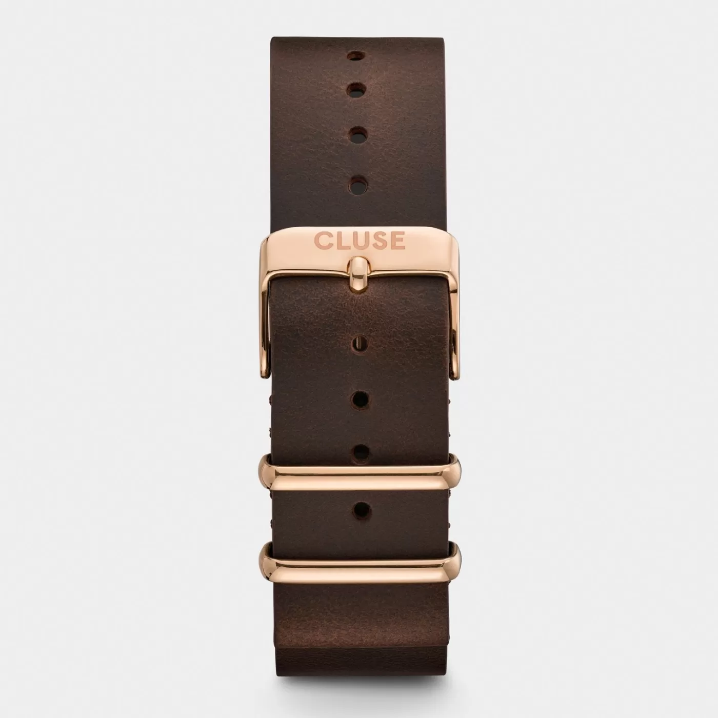 Strap 20 mm Nato Leather Brown, Rose Gold Colour>CLUSE Flash Sale