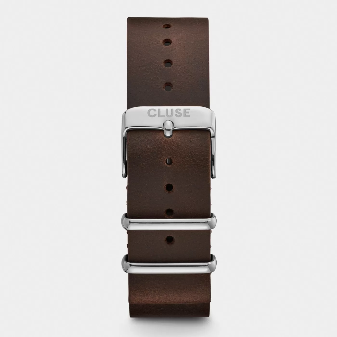 Strap 20 mm Nato Leather Brown, Silver Colour>CLUSE Shop