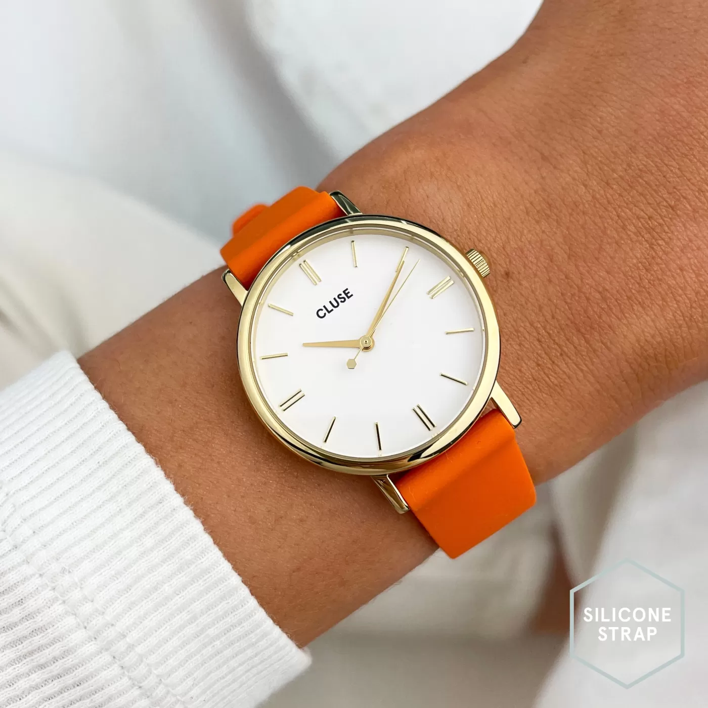 Strap 16 mm Silicone Orange, Gold Colour>CLUSE Cheap