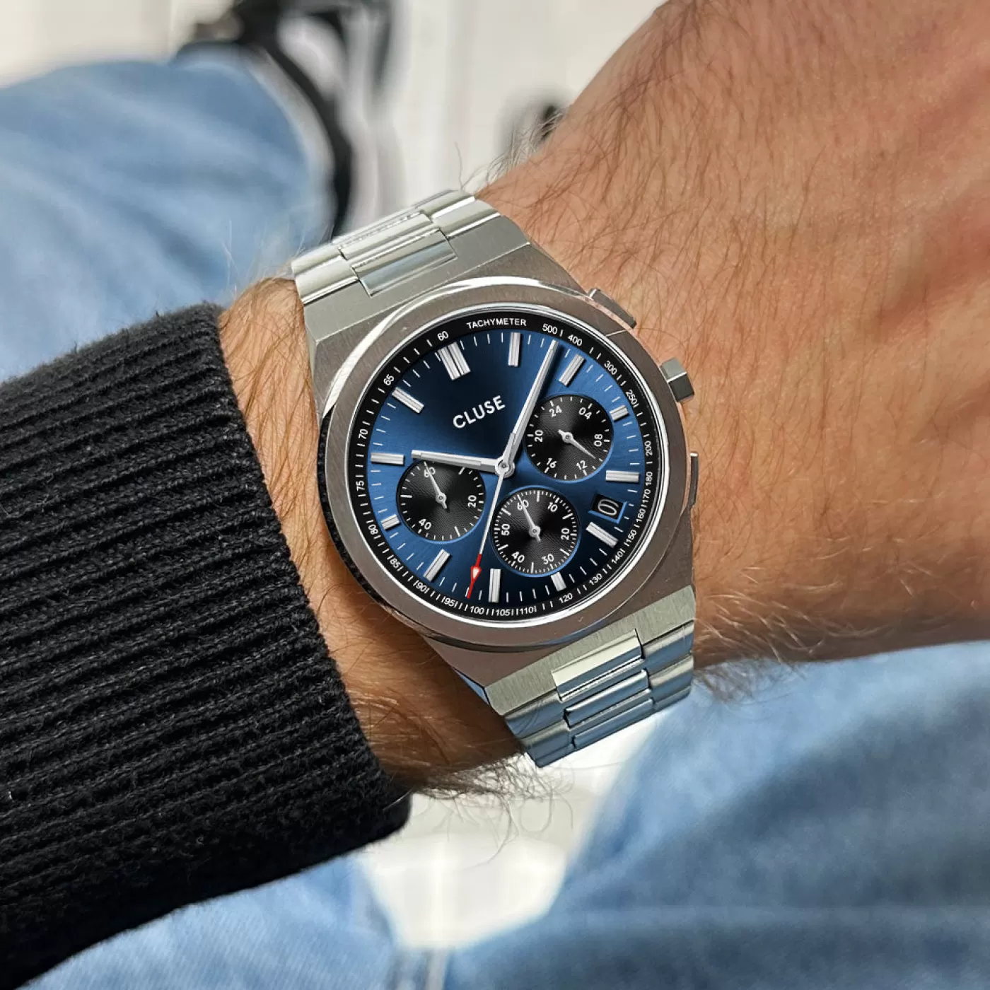 Vigoureux Chrono Steel Dark Blue, Silver Colour>CLUSE Sale