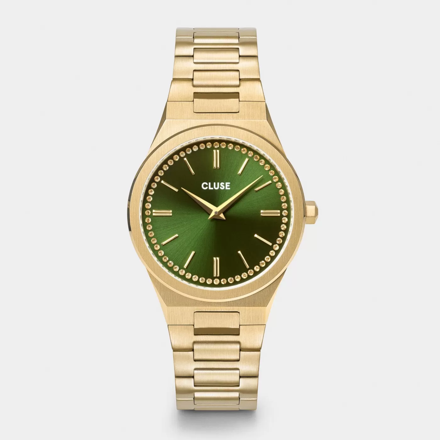 Vigoureux Watch Steel, Green Stones, Gold Colour>CLUSE Fashion
